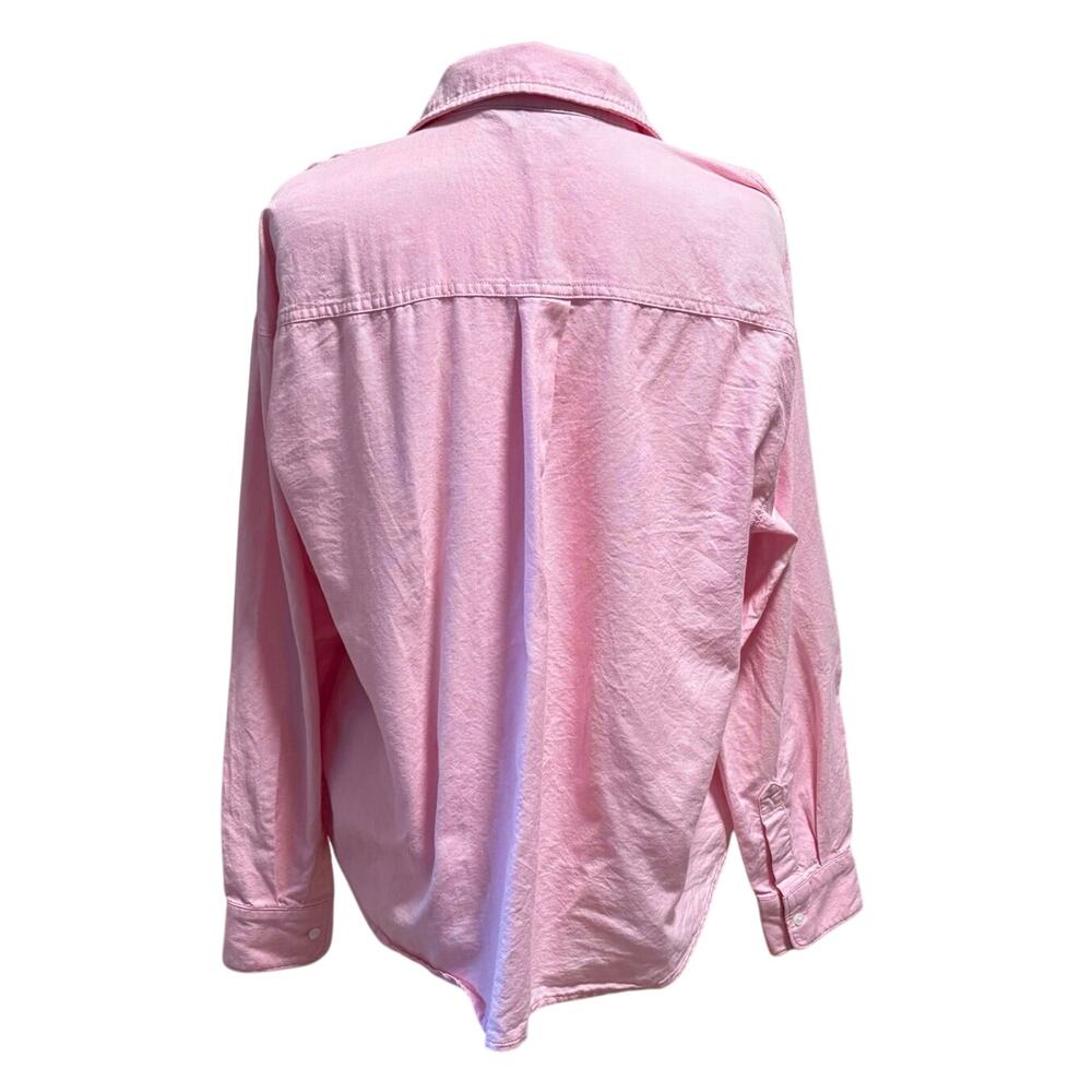 Old Navy Size M The Boyfriend Shirt Button Up Pink Long Sleeves - Picture 2 of 4